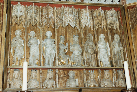 Vorschaubild Kloster Arendsee, Kirche, Wandelaltar mit Maria als Fürbitterin und Heiligenfiguren (Foto 1990)